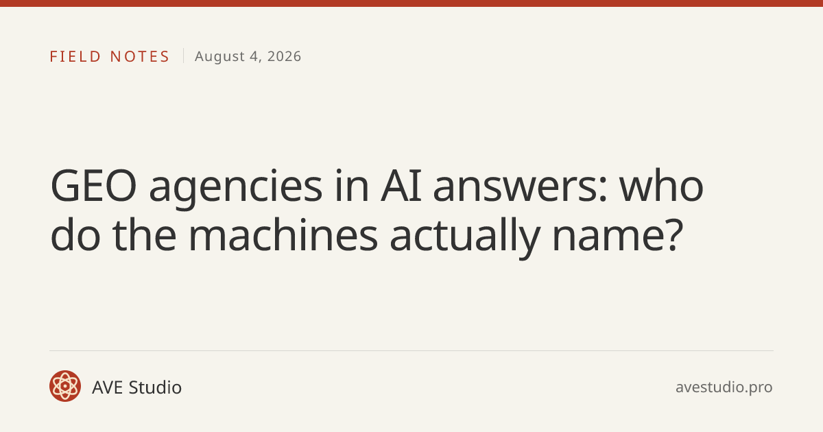 GEO agencies in AI answers: who do the machines actually name?